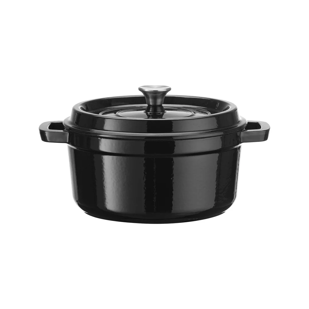 Garnek żeliwny emaliowany - jednoporcjowy / przystawkowy, czarny, 500ml, 120mm