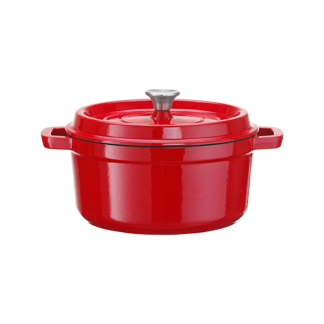 Garnek żeliwny emaliowany - kuchnia / bufet, czerwony, 6L, 280mm