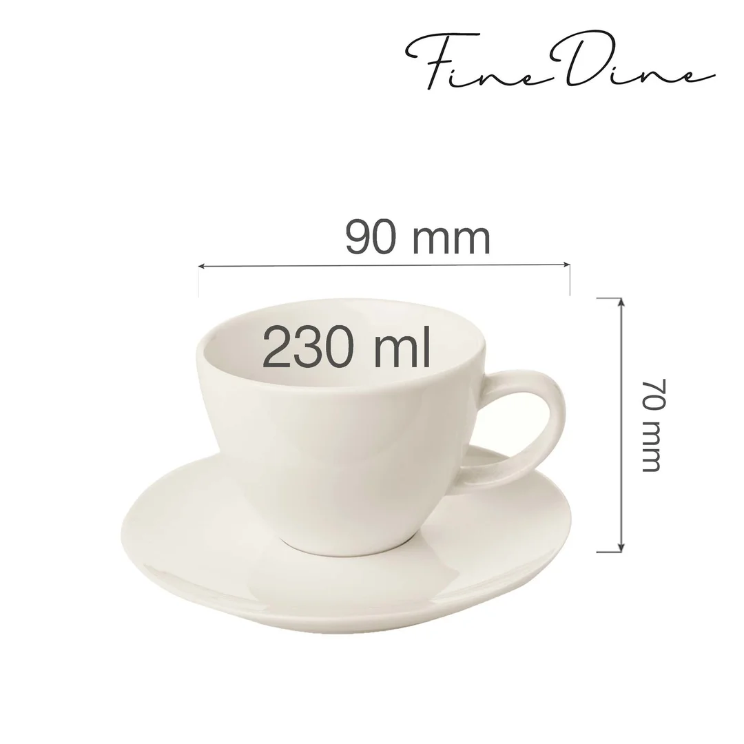 Filiżanka elegancka ze spodkiem do kawy i herbaty Crema 230 ml — zdjęcie 6