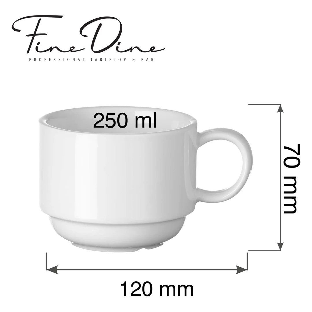 Filiżanka sztaplowalna cappuccino Pure Bianco, 250ml — zdjęcie 2