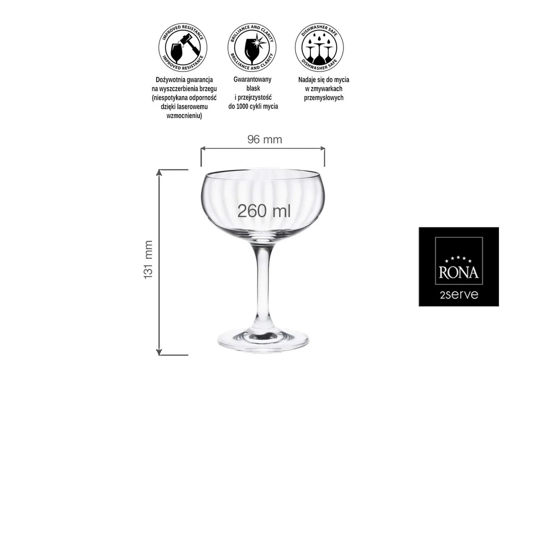 Kieliszek/czarka szampana Classic Cocktails Optic, 260ml — zdjęcie 10