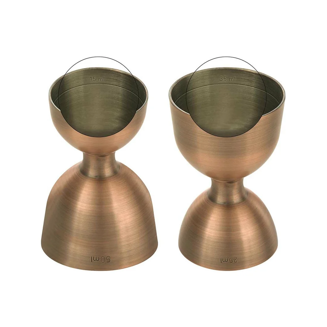 Miarka barmańska Bell z prostą krawędzią, antyczna miedź, BarFly, 25/50ml — zdjęcie 8