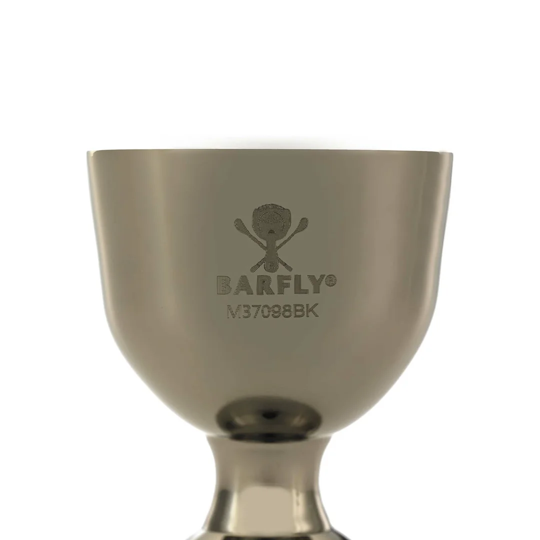 Miarka barmańska Bell z prostą krawędzią, czarna, BarFly, 25/50ml — zdjęcie 2