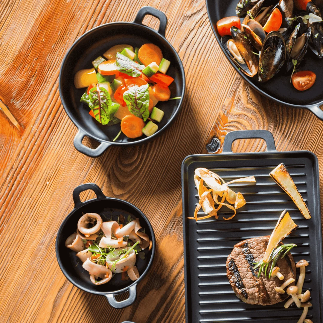 Naczynie do serwowania z melaminy Little Chef okrągłe, czarny — zdjęcie 2
