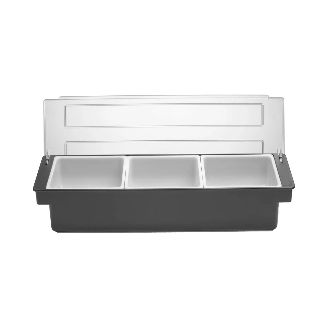 Pojemnik barmański na dodatki do drinków - 3 wkłady, Bar up, czarny, 480x150x(H)100mm — zdjęcie 2