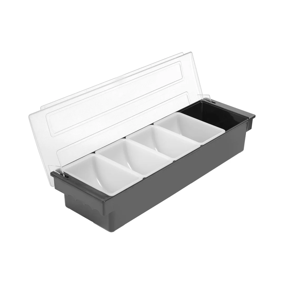 Pojemnik barmański na dodatki do drinków - 5 wkładów, Bar up, czarny, 480x150x(H)100mm — zdjęcie 3