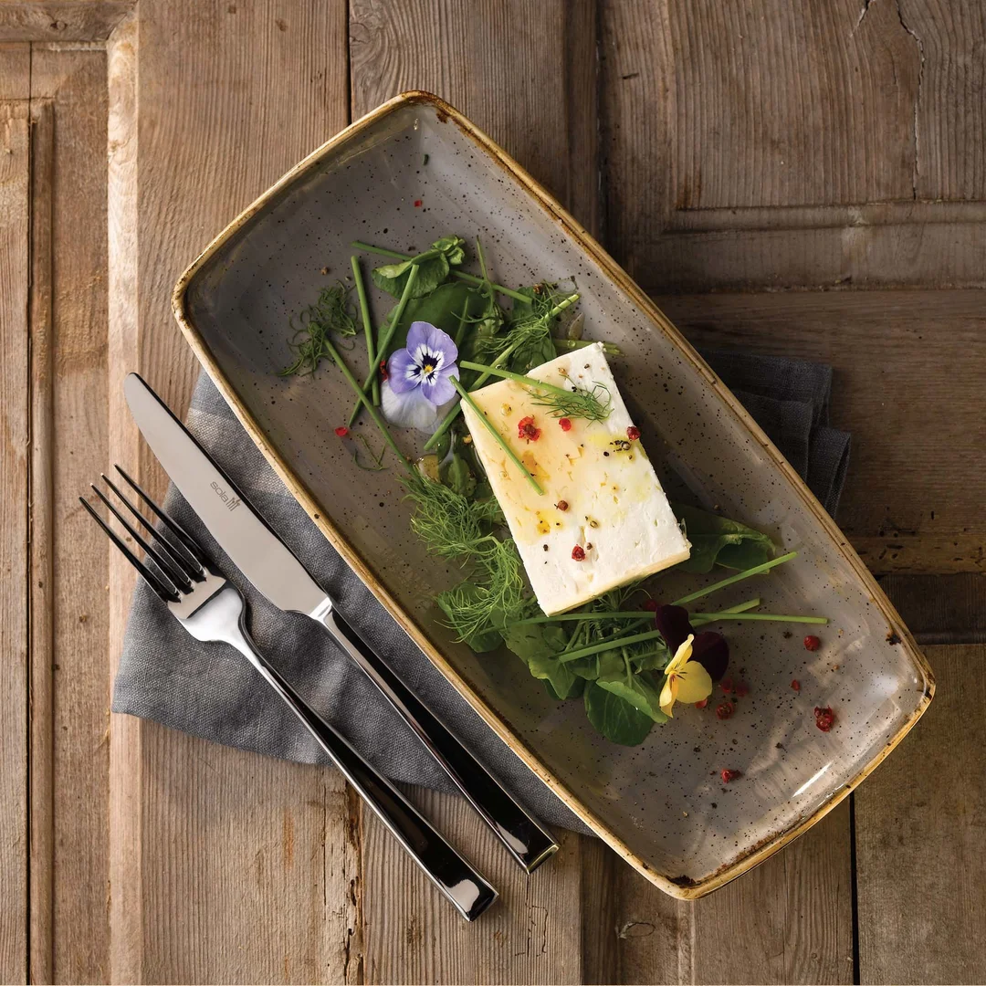 Talerz płytki o organicznym ksztalcie Stonecast Peppercorn Grey 264 mm — zdjęcie 5