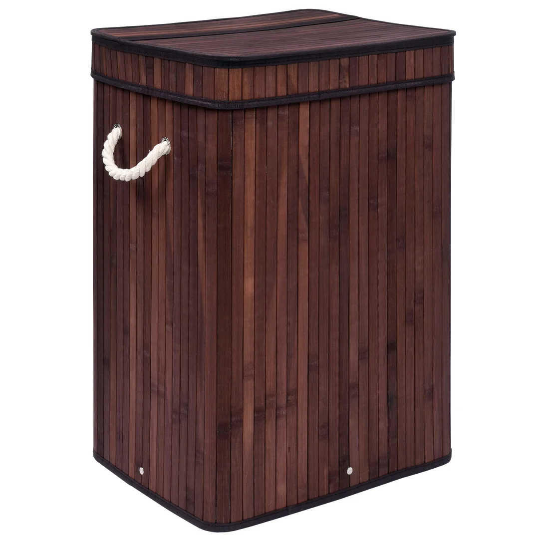 Kosz na pranie bambusowy z pokrywą SOREN 80L wenge