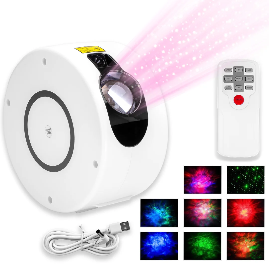 Lampa nocna projektor gwiazd Spiral biały