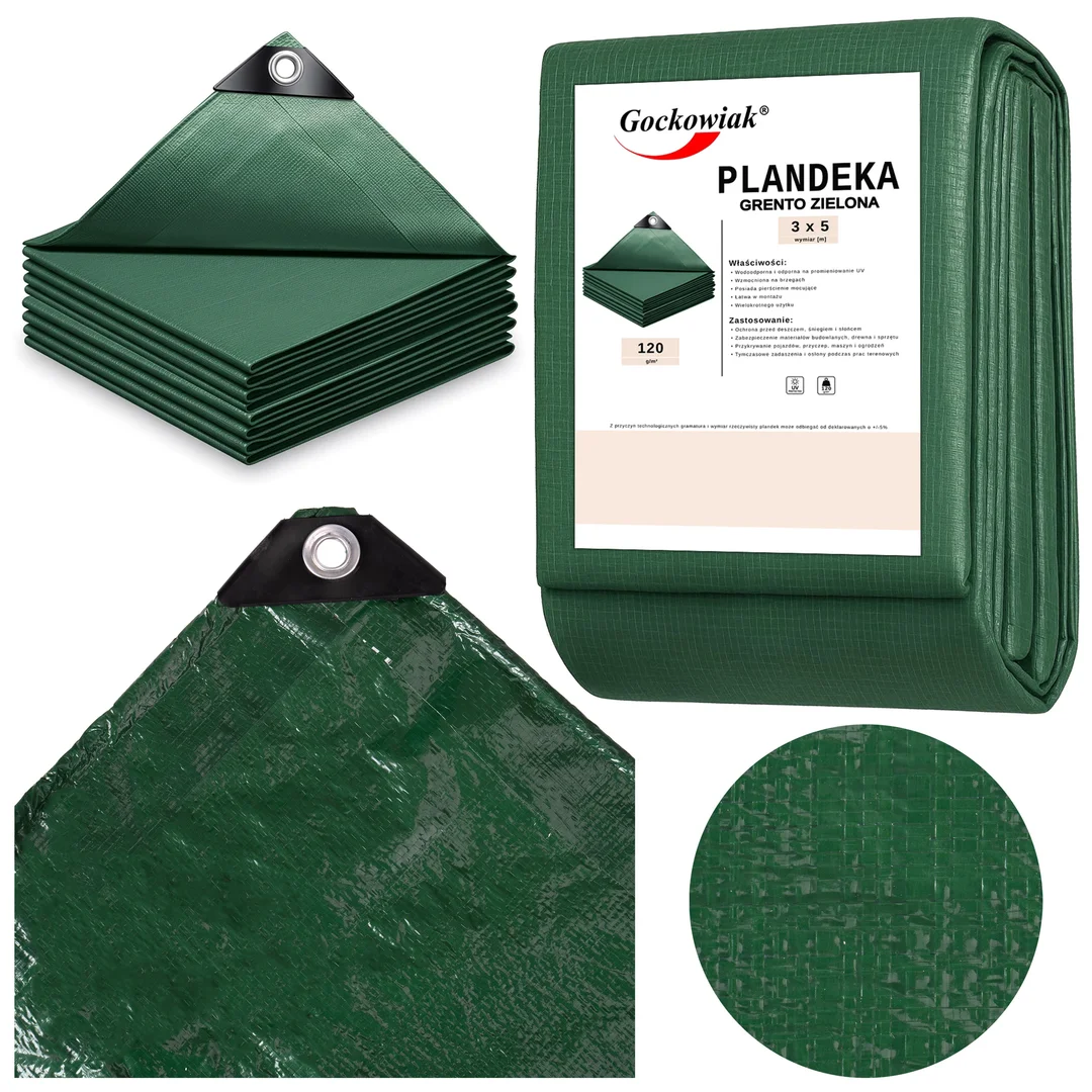 Plandeka 3x5m zielona GRENTO 120GSM