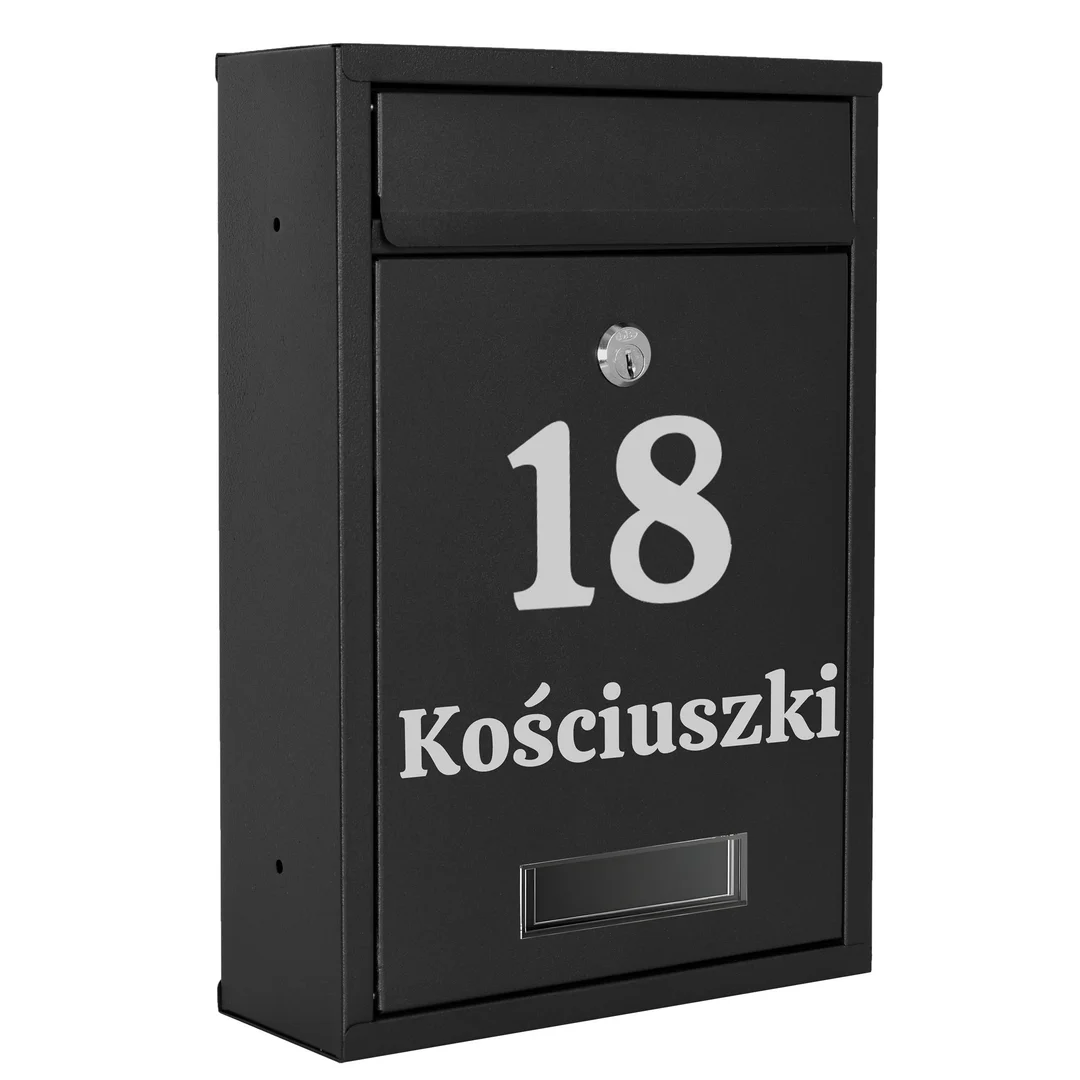 Skrzynka pocztowa na listy Gustav czarna z napisami