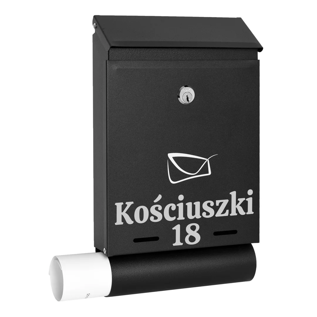 Skrzynka pocztowa na listy Hadvar czarna z napisami