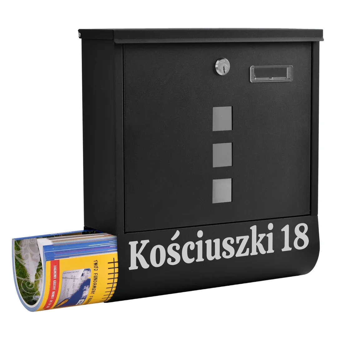 Skrzynka pocztowa na listy Hans czarny z napisami