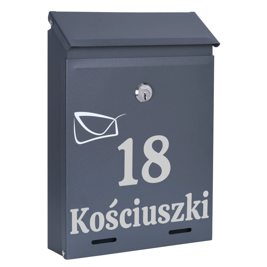 Skrzynka pocztowa na listy Odvin antracyt z napisami