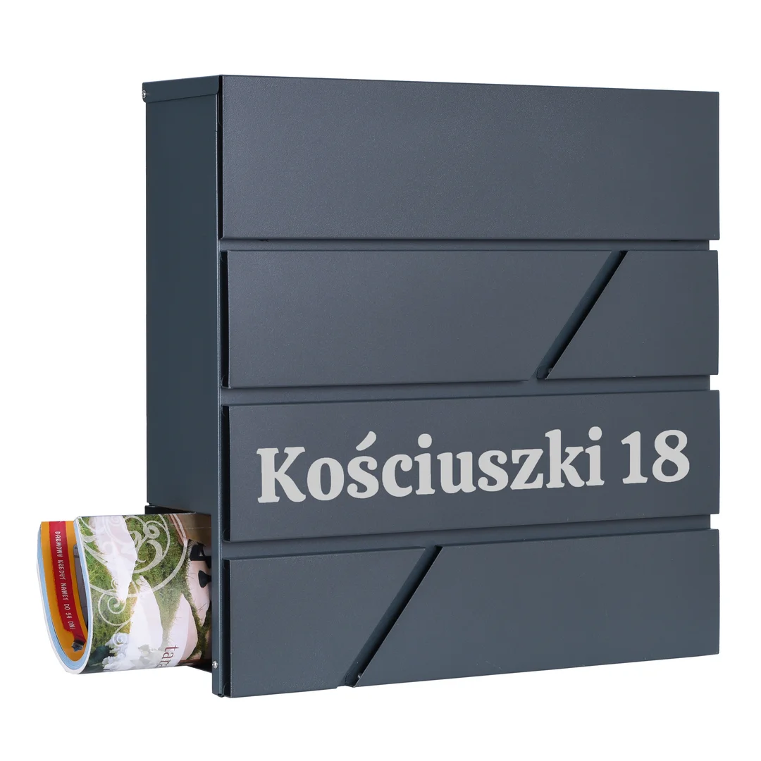 Skrzynka pocztowa na listy Tove antracyt z napisami