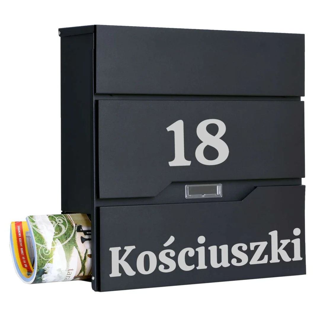 Skrzynka pocztowa na listy Vidar czarna z napisami