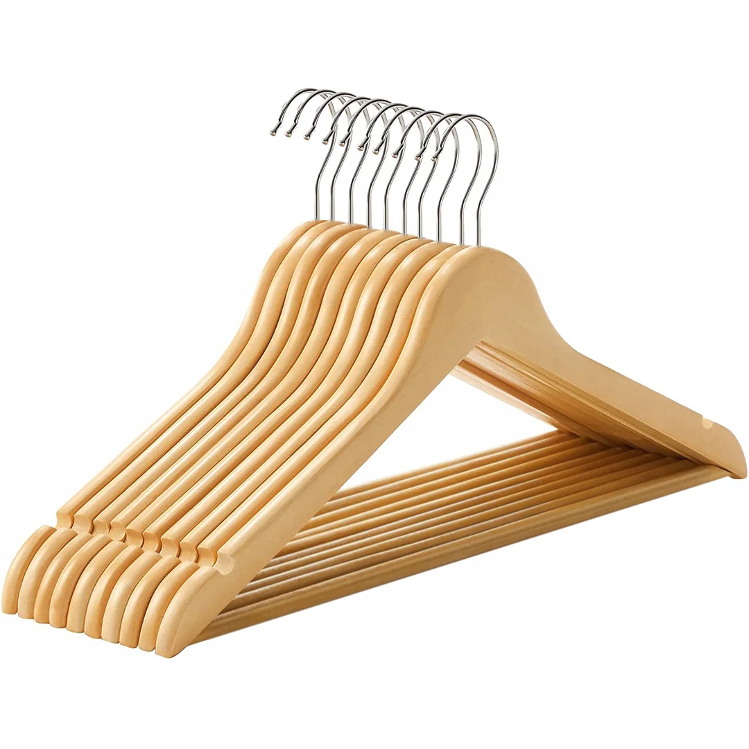 Wieszak drewniany RONDO komplet 10 szt jasny brąz