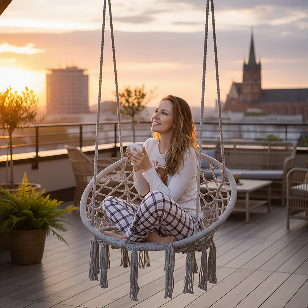 Fotel wiszący Bocianie gniazdo TOGO szary — zdjęcie 9