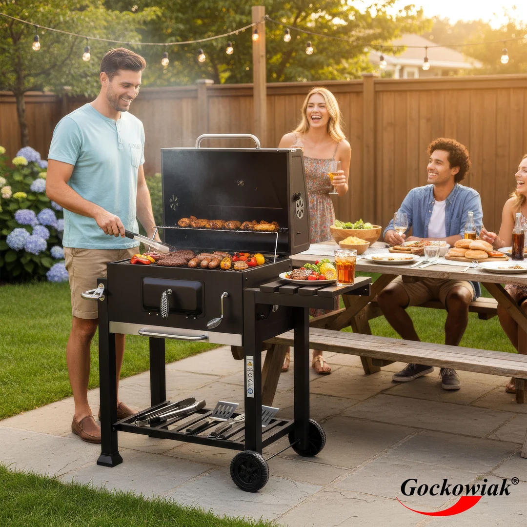 Grill ogrodowy węglowy VULCAN z żeliwnym rusztem — zdjęcie 3