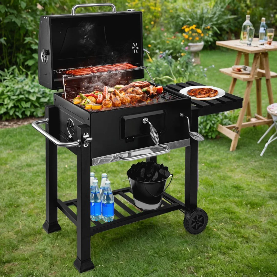 Grill węglowy ogrodowy z pokrywą MEJOR — zdjęcie 4