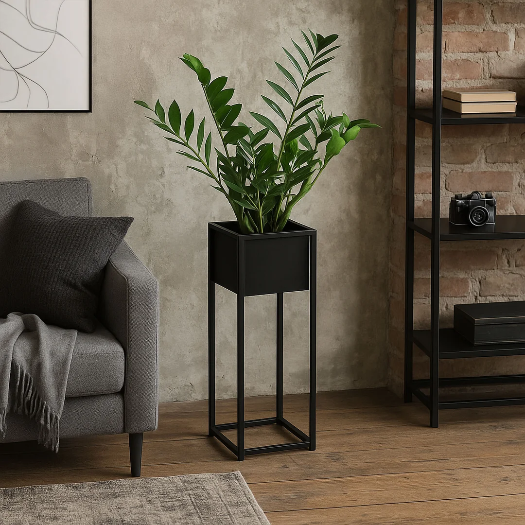 Kwietnik loftowy Concove 60 cm czarny — zdjęcie 2