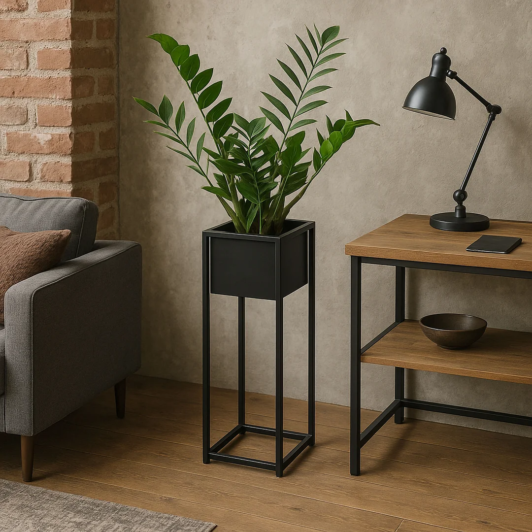 Kwietnik loftowy Concove 60 cm czarny — zdjęcie 3