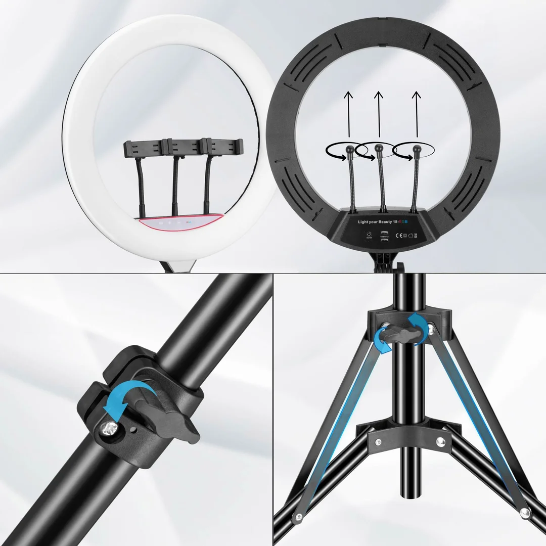 Lampa pierścieniowa LUMO LED RGB ring do filmów zdjęć makijażu — zdjęcie 5