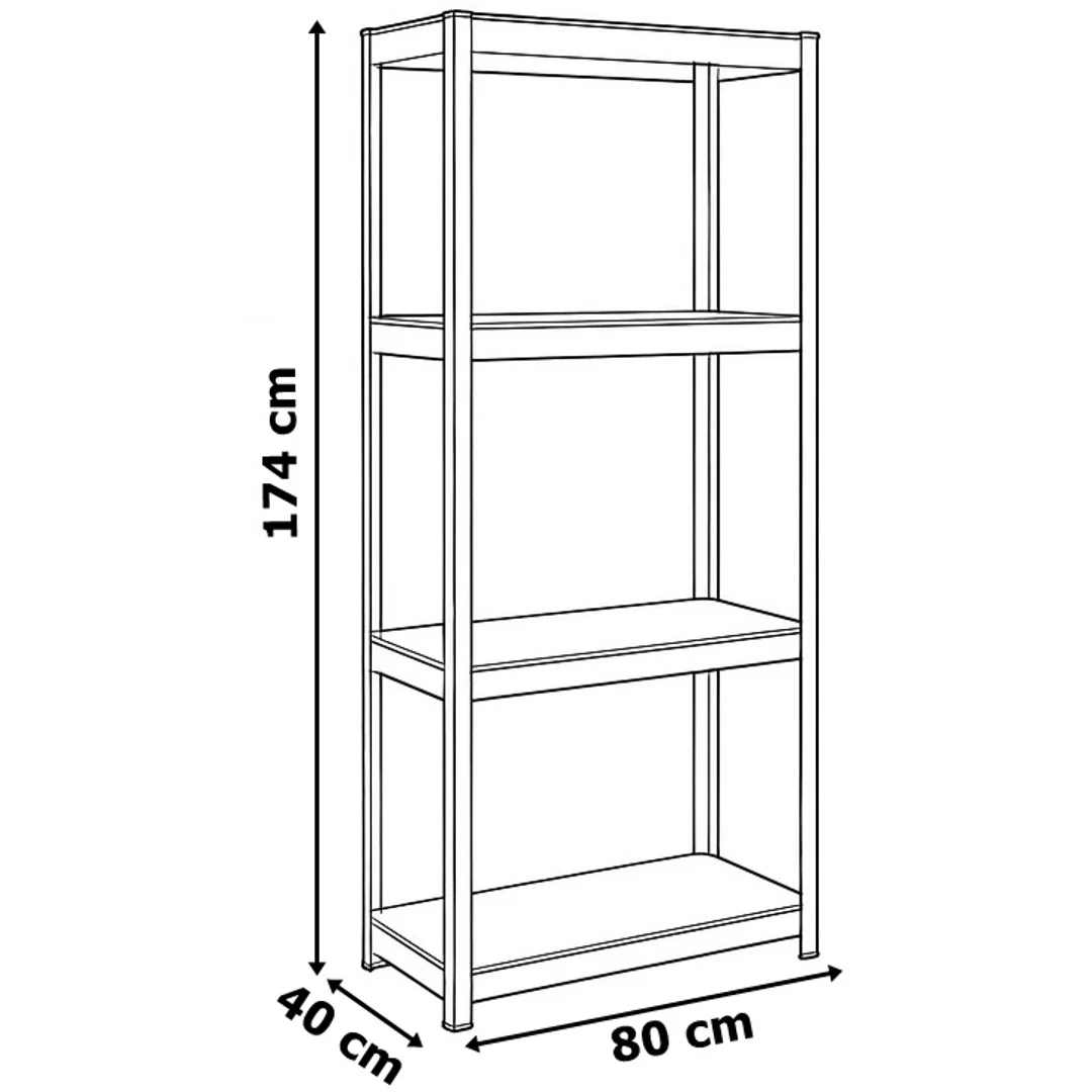 Regał magazynowy 4 poziomy 174x80x40 150 kg czarny — zdjęcie 3