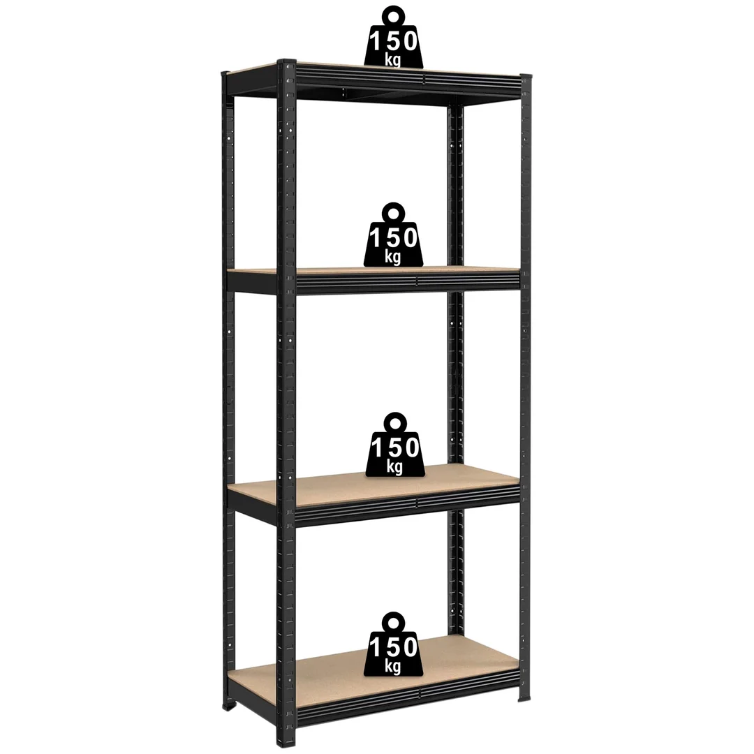 Regał magazynowy 4 poziomy 174x80x40 150 kg czarny — zdjęcie 6