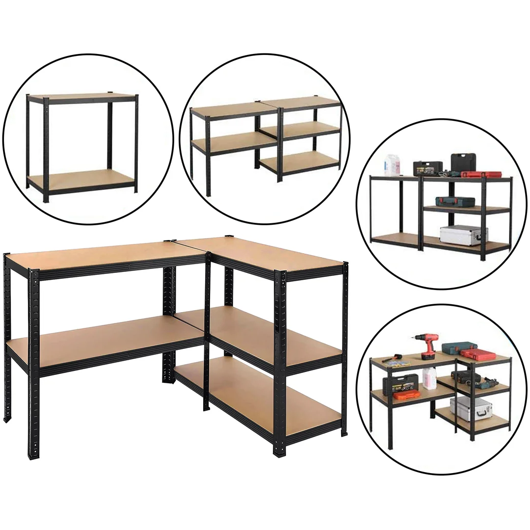 Regał magazynowy 5 poziomów czarny 625kg 150x75x30 cm — zdjęcie 14