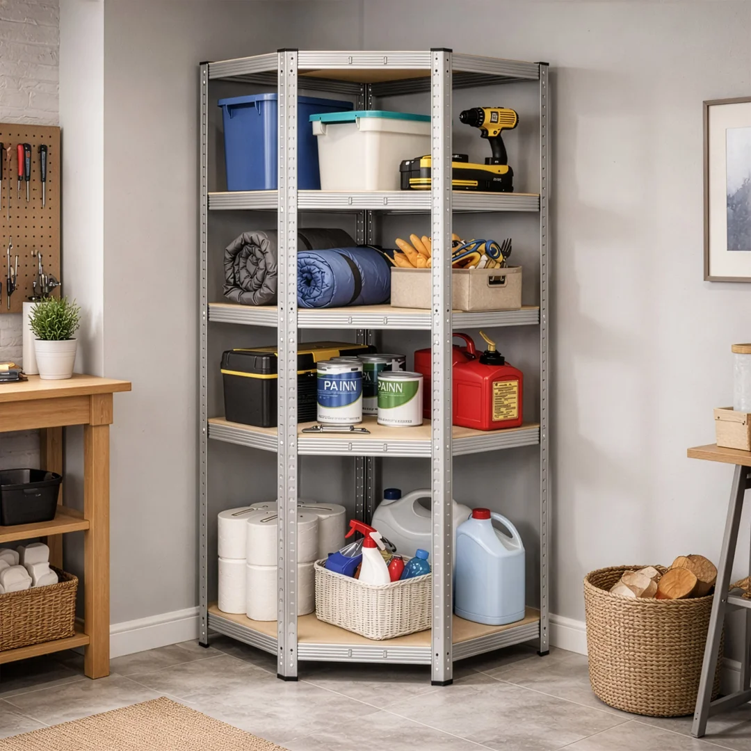 Regał magazynowy narożny 5 poziomów 875 kg 180 x 70 x 40 cm — zdjęcie 2