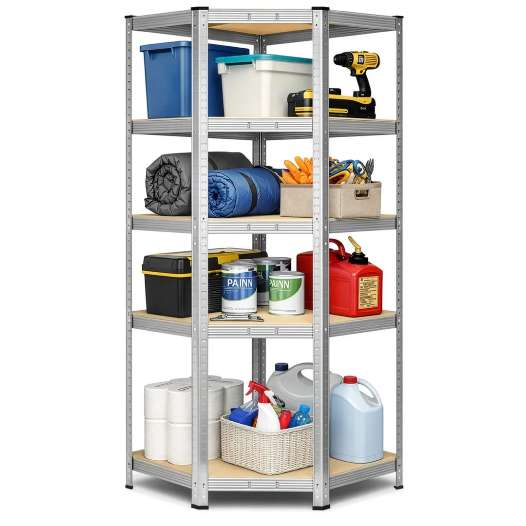 Regał magazynowy narożny 5 poziomów 875 kg 180 x 70 x 40 cm — zdjęcie 4