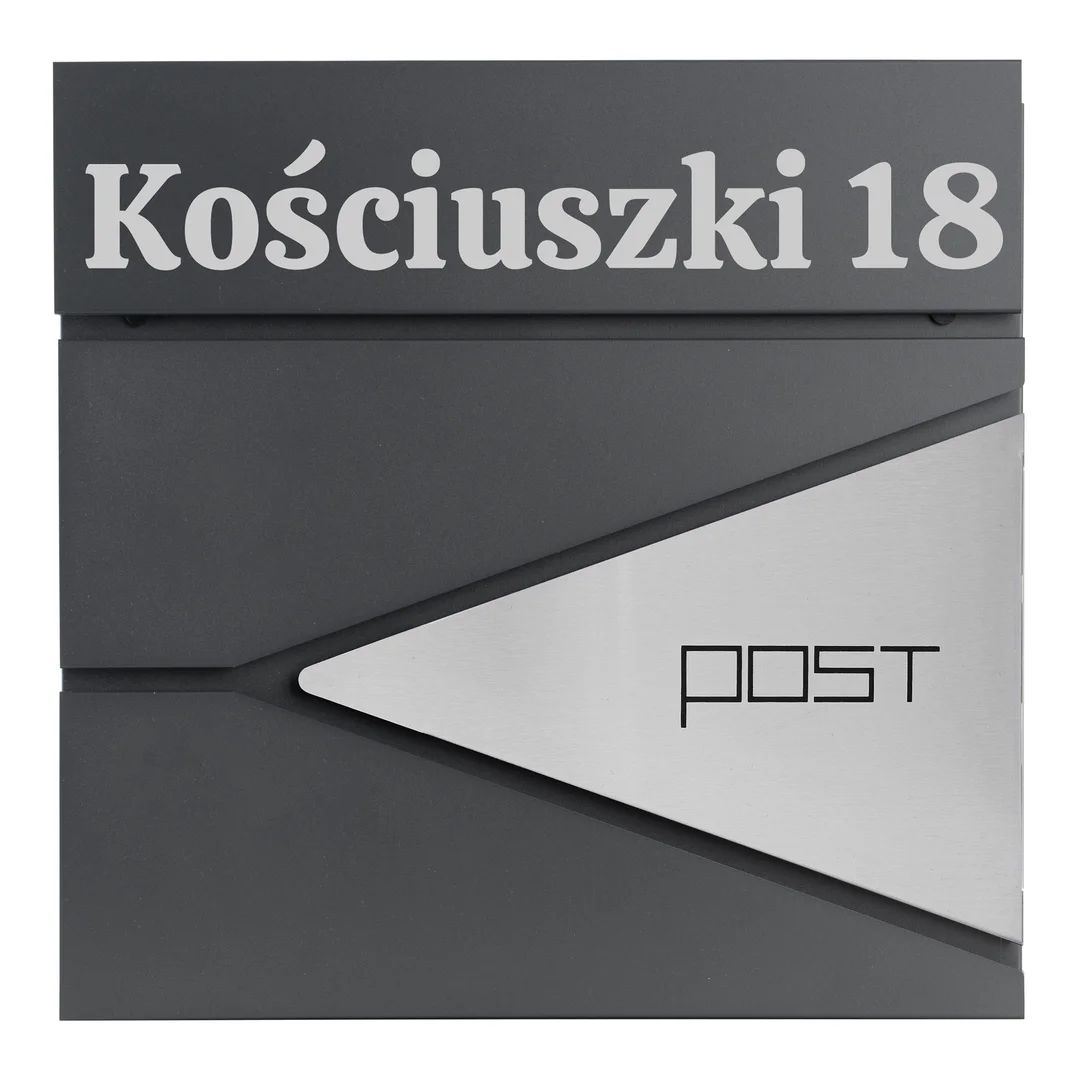 Skrzynka pocztowa na listy Boris antracyt z napisami — zdjęcie 7