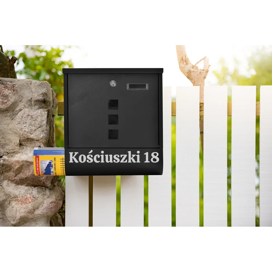 Skrzynka pocztowa na listy Hans czarny z napisami — zdjęcie 3
