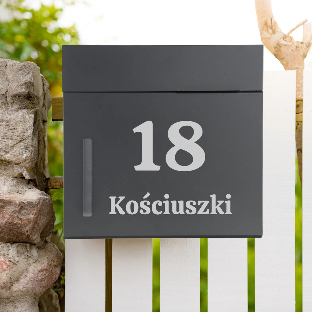 Skrzynka pocztowa na listy Jerez antracyt z napisami — zdjęcie 2