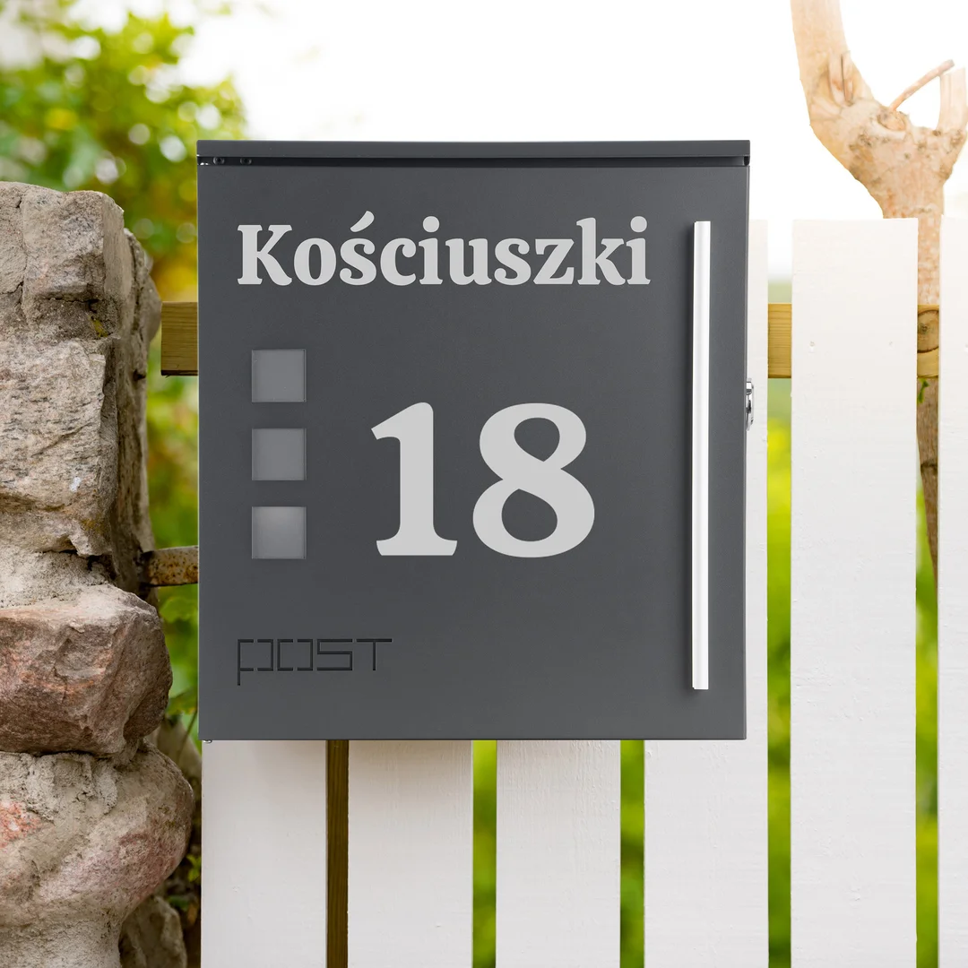 Skrzynka pocztowa na listy Miluz antracyt z napisami — zdjęcie 2