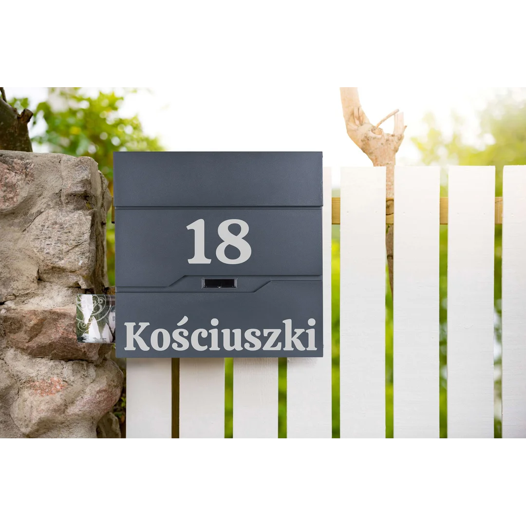 Skrzynka pocztowa na listy Vidar antracyt z napisami — zdjęcie 8