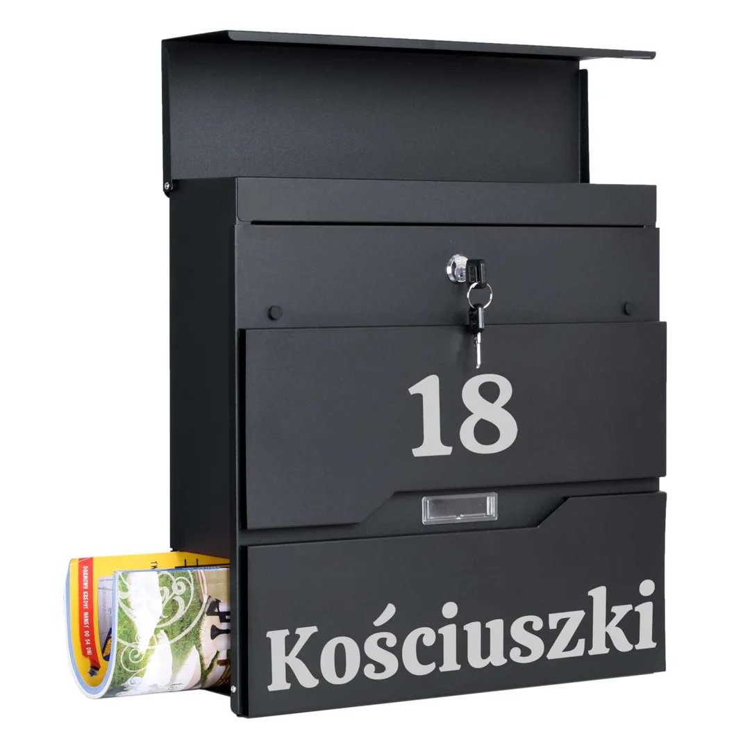 Skrzynka pocztowa na listy Vidar czarna z napisami — zdjęcie 6