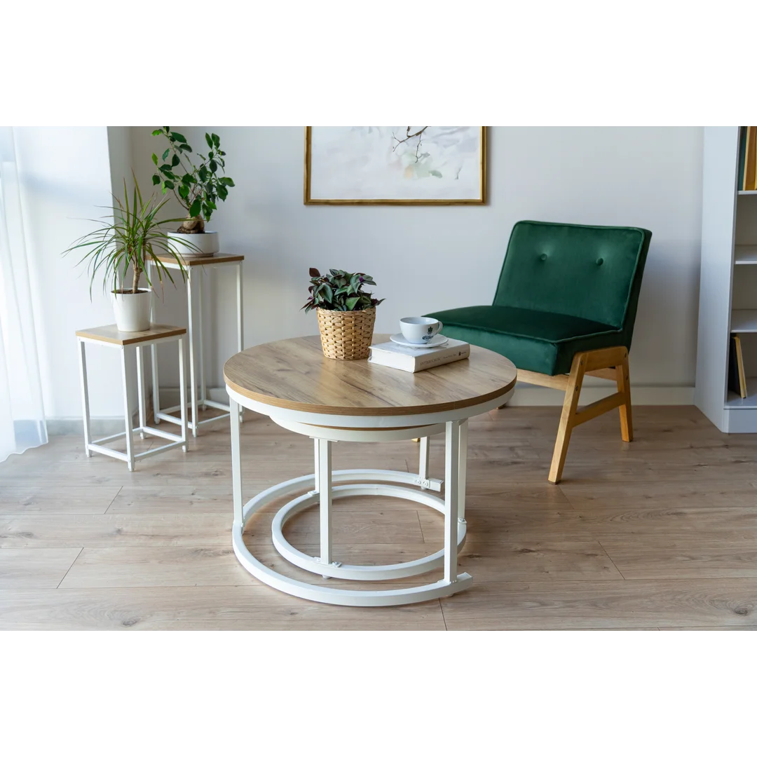 Stoliki kawowe loft Galen Craft Biały zestaw 2 sztuk — zdjęcie 5
