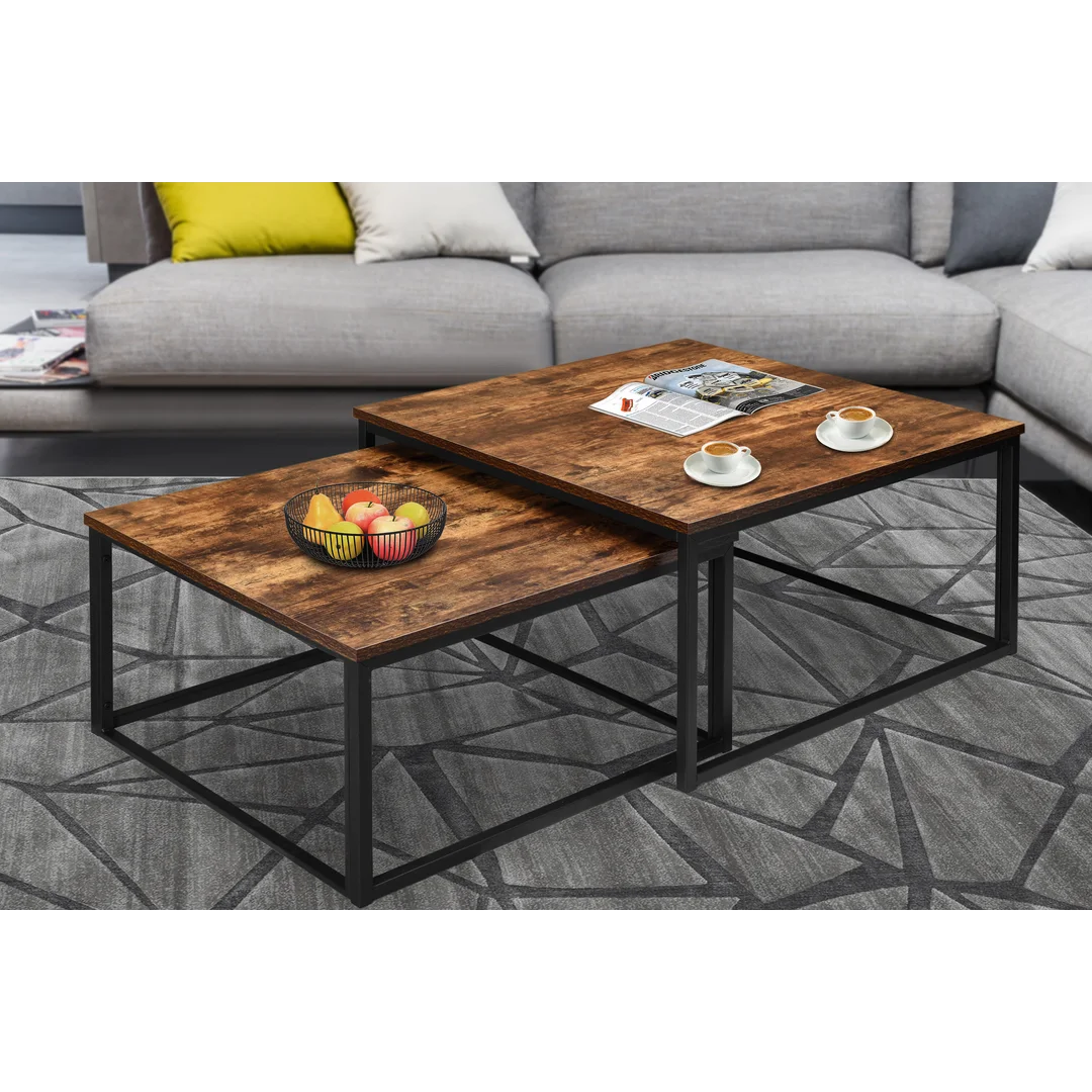Stoliki kawowe loft Velen Rustic postarzany dąb — zdjęcie 3