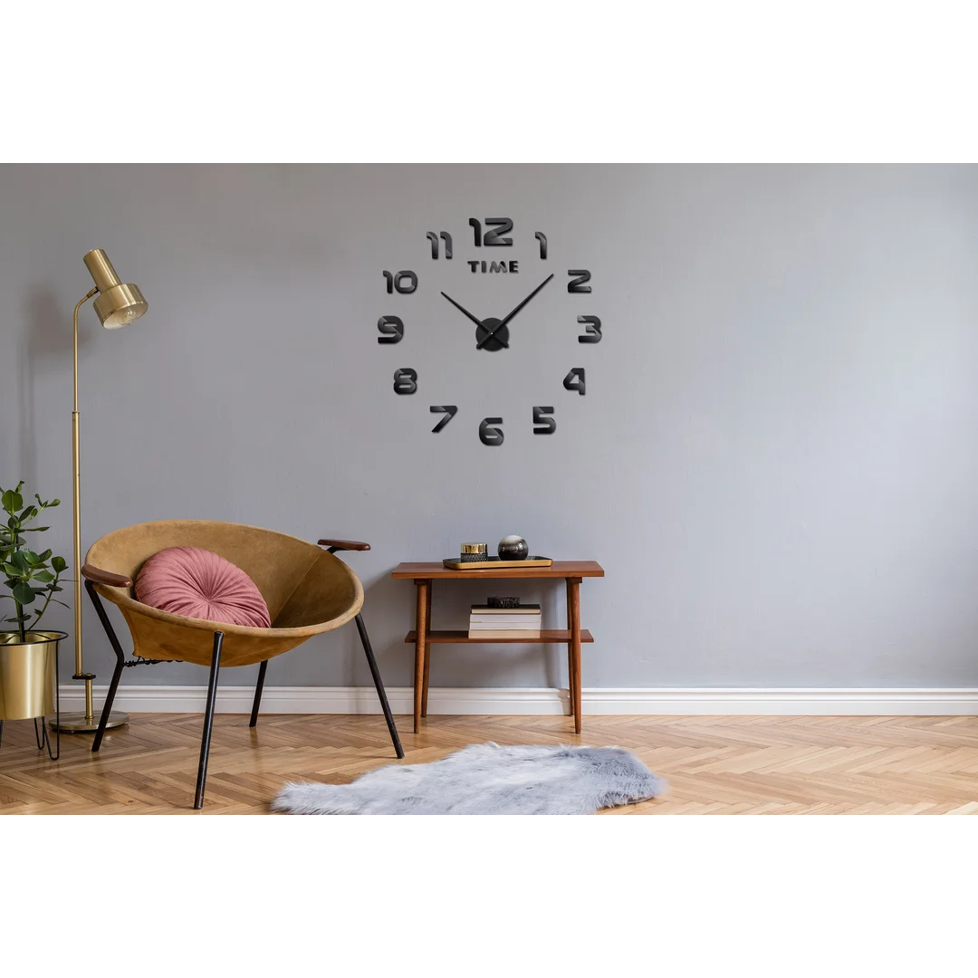 Zegar ścienny DIY NEPRI 65 - 130 cm - czarny 3D