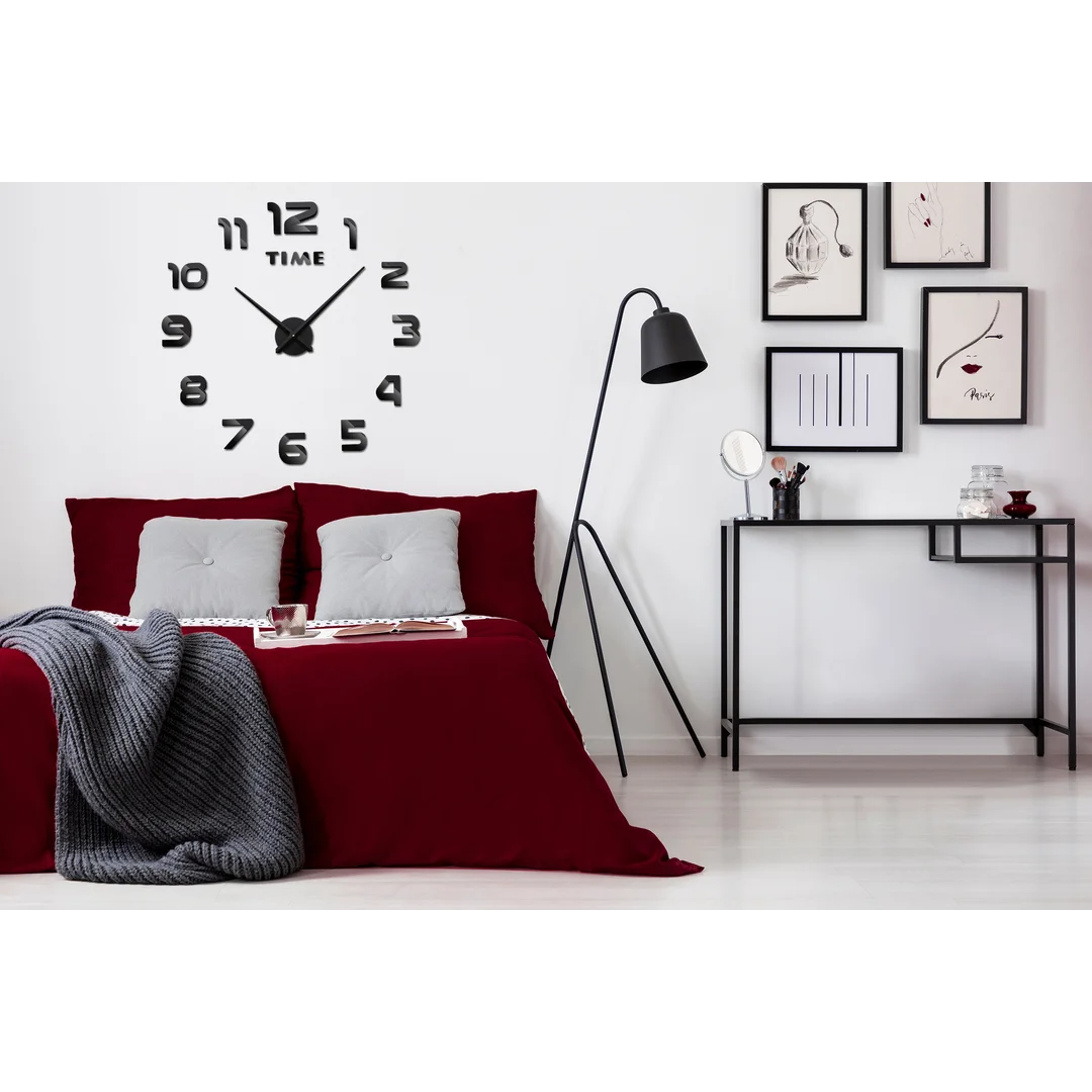 Zegar ścienny DIY NEPRI 65 - 130 cm - czarny 3D