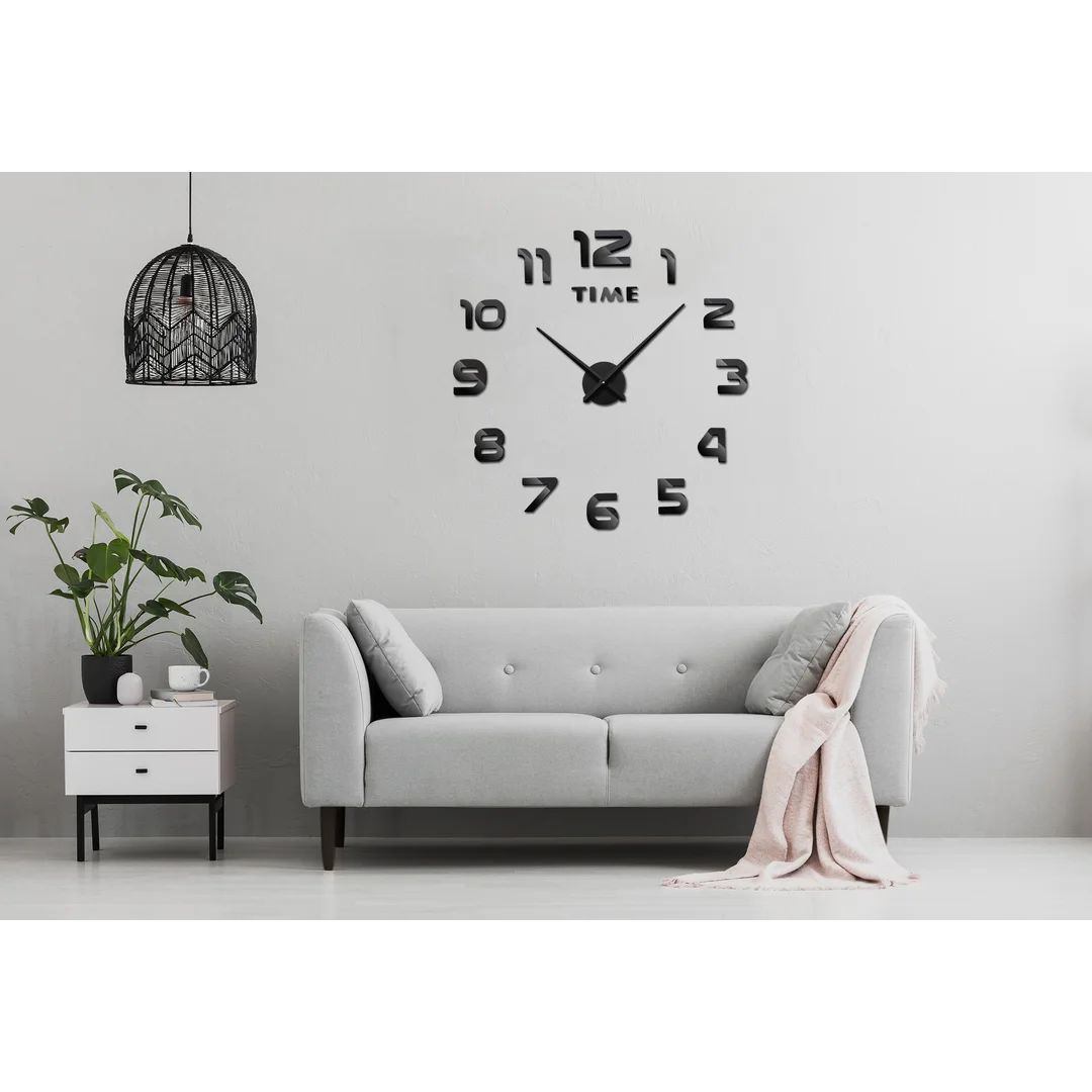 Zegar ścienny DIY NEPRI 65 - 130 cm - czarny 3D