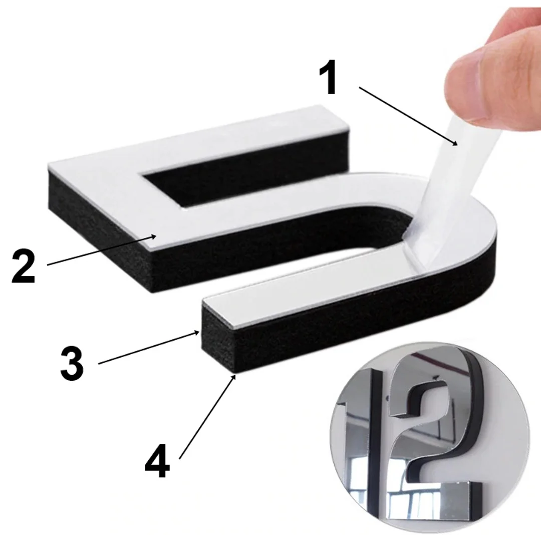Zegar ścienny DIY NEPRI 65 - 130 cm - srebrny 3D — zdjęcie 5