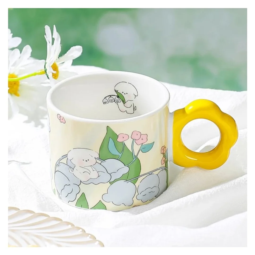 Kwiatowy Kubek z łyżeczką 280 ml + Pudełko na Prezent KB01ZO