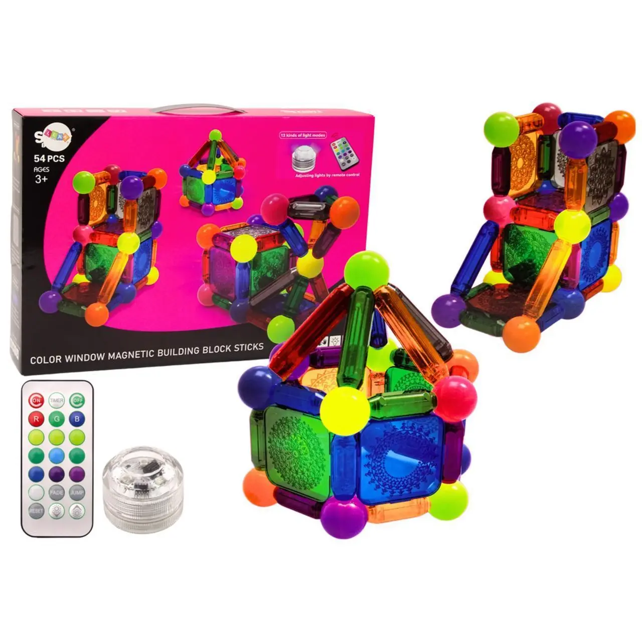 Zestaw Klocków Magnetycznych Z Podświetleniem 54 Elementy