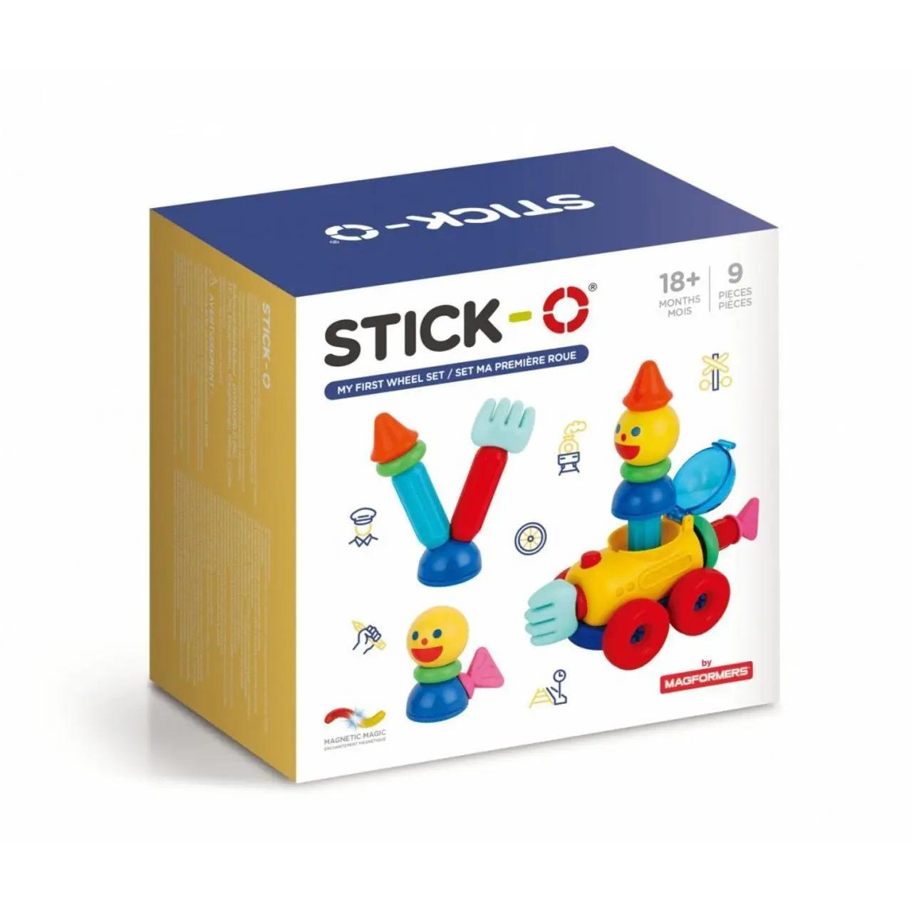 Klocki magnetyczne stick-o mój pierwszy zestaw z kołami 9 elementów
