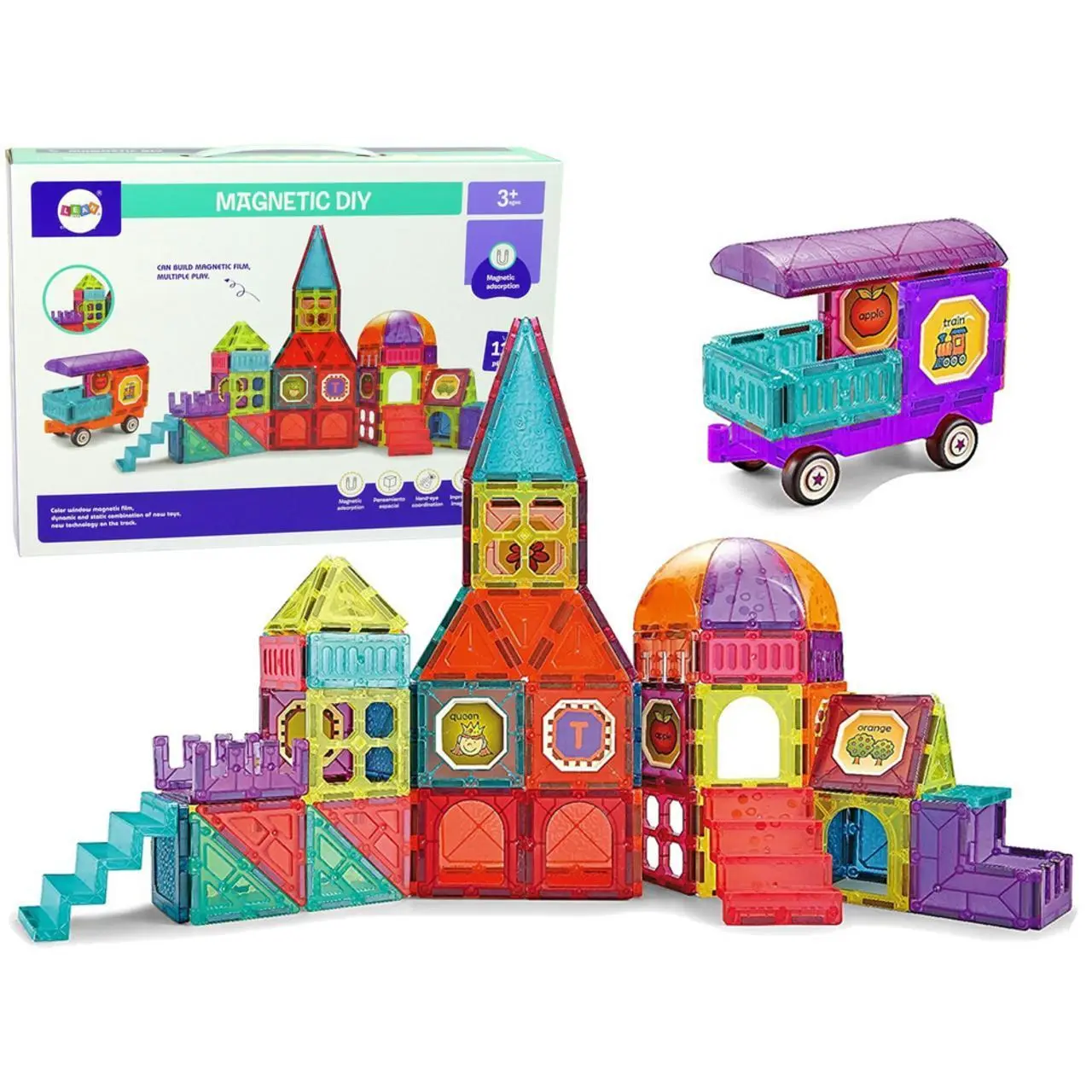 Magnetyczne Klocki Bloczki 111 Elementów 3D Zamek Schodki