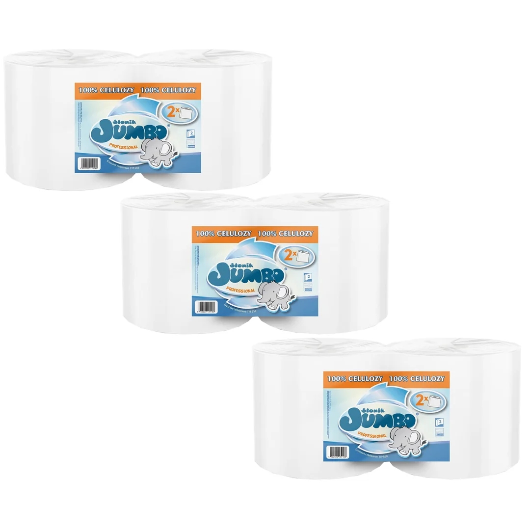 Czyściwo papierowe 2R SŁONIK JUMBO PROFESSIONAL BIAŁE 650 list 2W - 6 Rolek