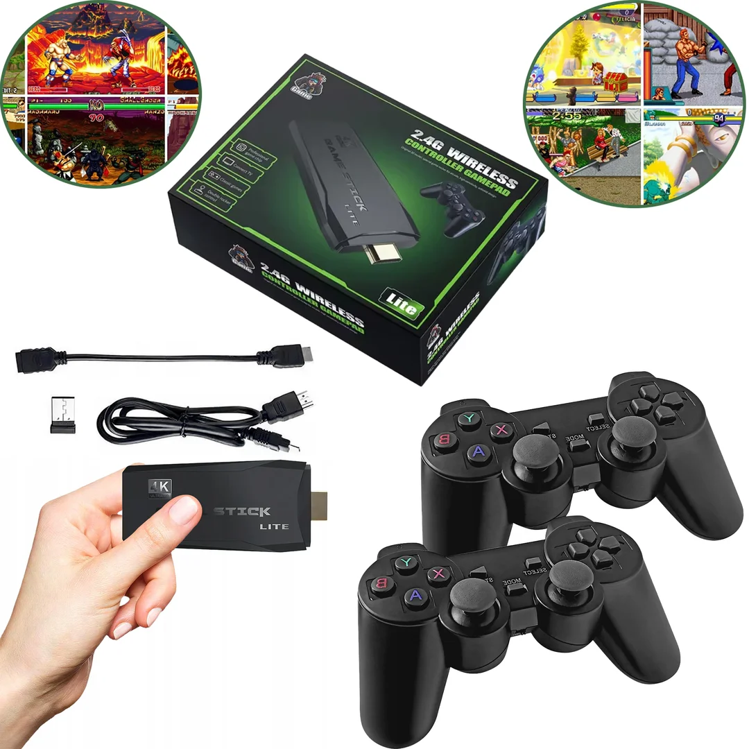 Konsola Do Gier Retro TV Hal Star 2 Pady Bezprzewodowe HDMI 64GB 20000 Gier